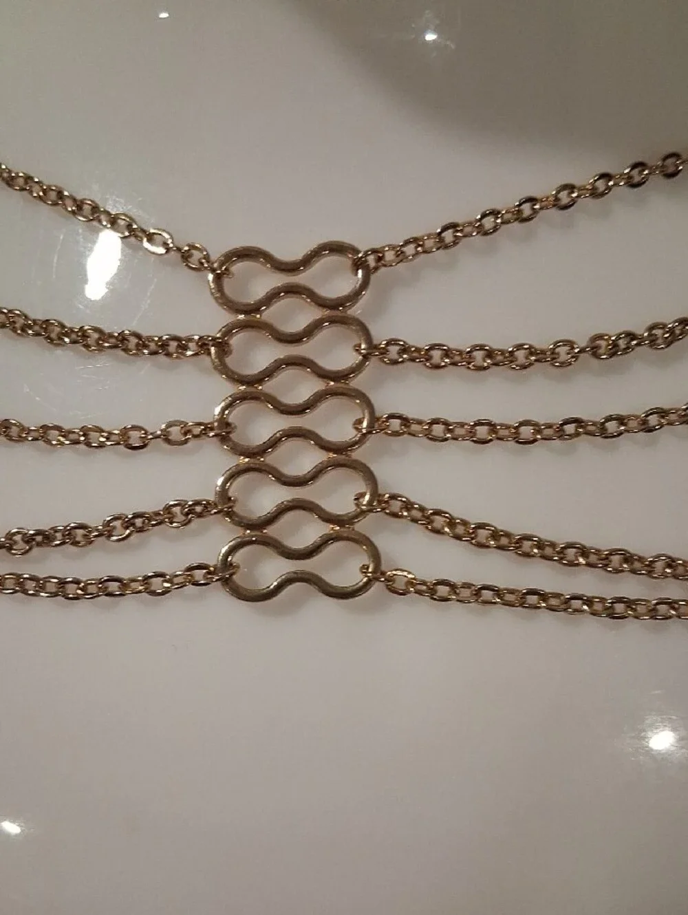 Layered Gold Multi-Row Connector Necklace